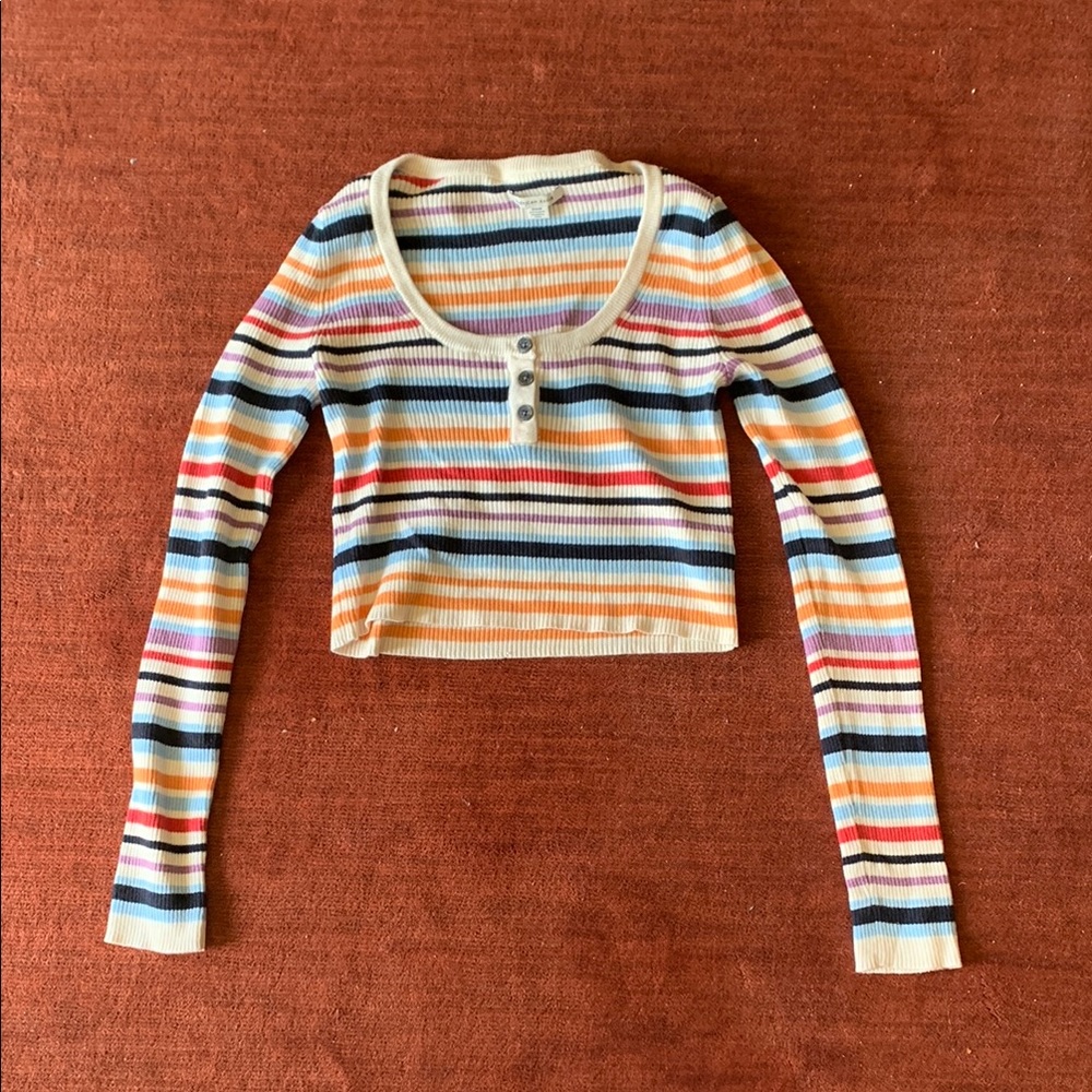 Striped Long Sleeve Crop Top